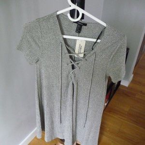 FOREVER 21 NEW girls viscose blend  heater grey with front laces  dress size S